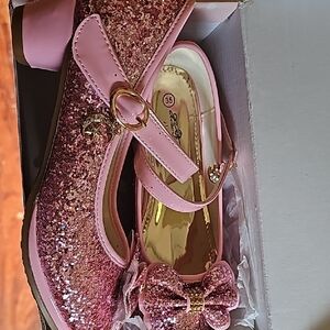 Glittery Pink Kids Shoes with Bow